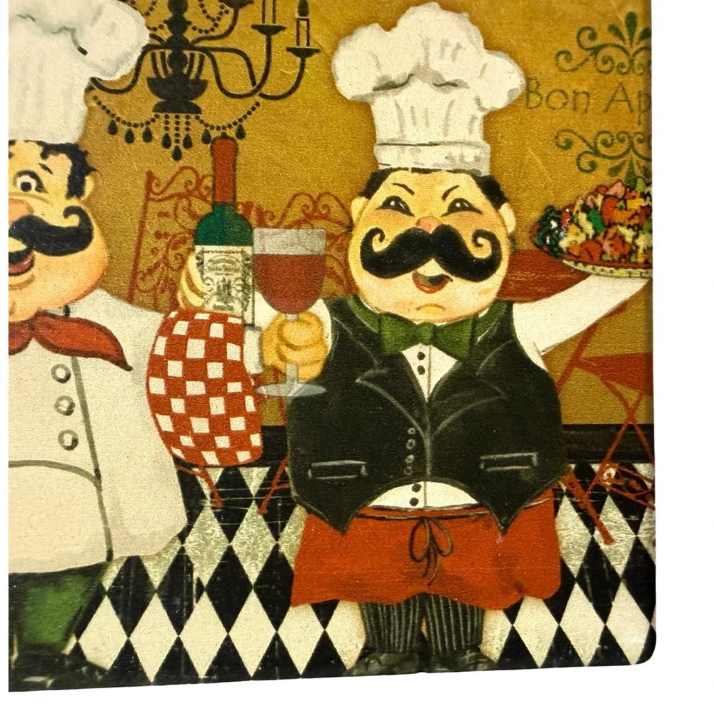 VTG Ceramic Coasters Italian Chef Cafe Design Cork Back Kitchen Decor Set of 4